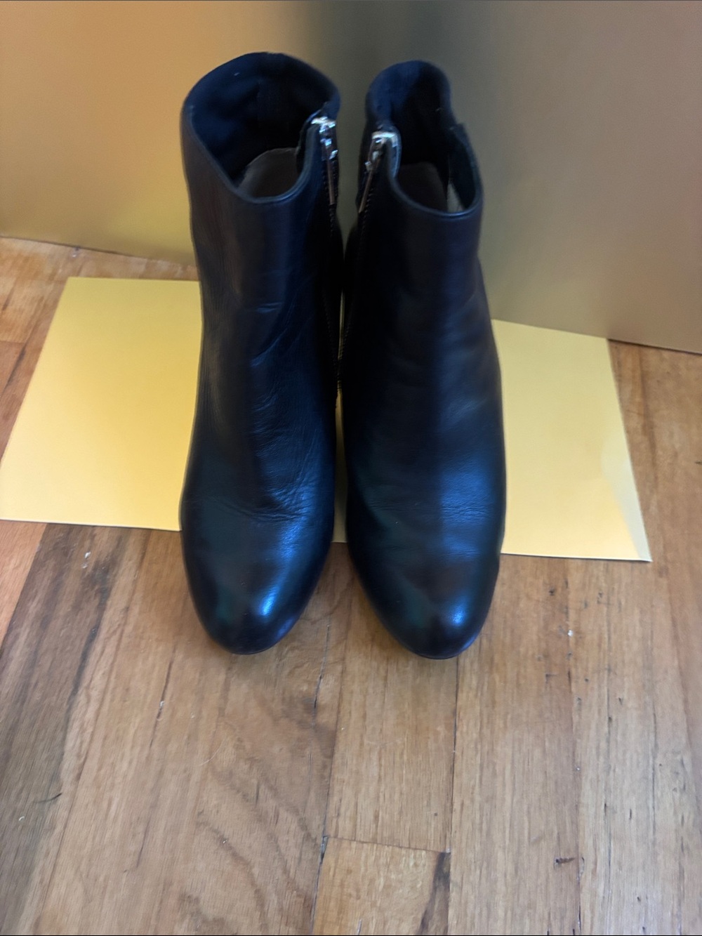 Michael Kors Black Leather Ankle Booties with Side Zip